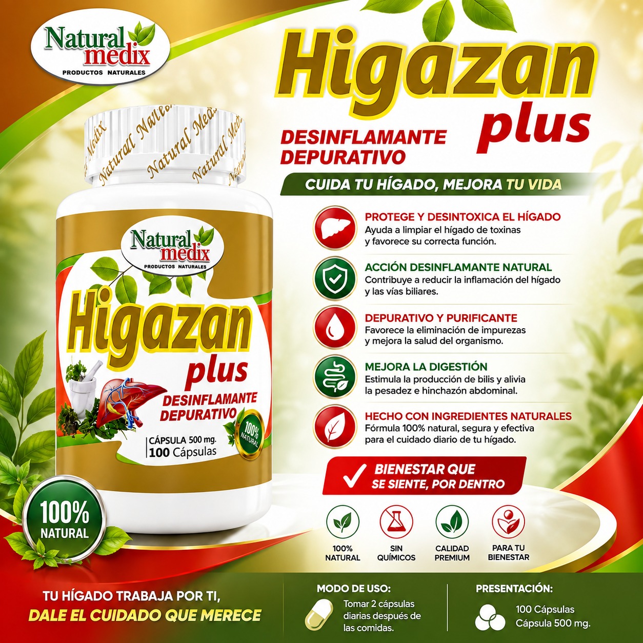 Higazan Plus Capsulas Natural Medix